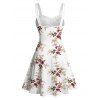 Mini Robe de Vacances Ligne A Fleurie Motif de Feuille avec Ceinture - Blanc XL | US 12