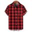 Chemise Décontractée Vintage Boutonnée à Carreaux Imprimé à Manches Roulées - Rouge foncé 5XL