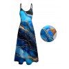 Robe Ligne A Décontractée à Bretelle Fine en Blocs de Couleurs Imprimée - Bleu profond L | US 8-10