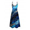 Robe Ligne A Décontractée à Bretelle Fine en Blocs de Couleurs Imprimée - Bleu profond L | US 8-10