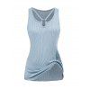 Débardeur Décontracté Long Découpé Texturé Anneau en O en Couleur Unie - Bleu clair XL | US 10