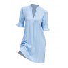 Robe Ligne A Géométrique Texturée Manches à Col Debout - Bleu clair L | US 8