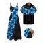 Vacation Couple Outfit Dots Floral Pattern Spaghetti Strap A Line Tank Dress and Roll Up Sleeve Shirt Matching Outfit - Noir S | US 4