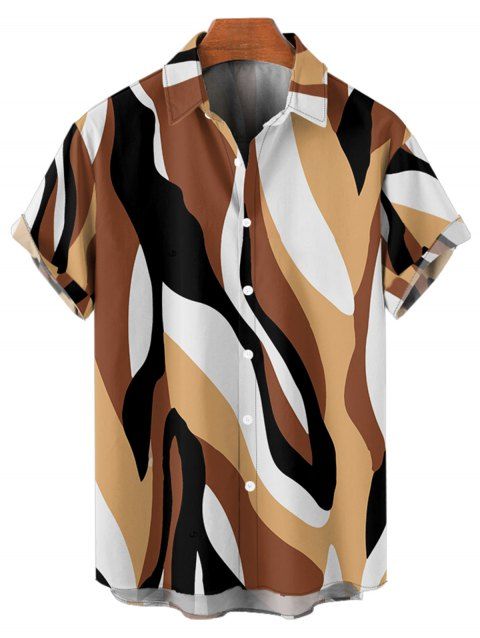Chemise Décontractée Texturée Colorée Géométrique Imprimée à Manches Roulées pour Homme