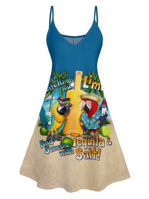 Robe Débardeur de Plage Paysage de Bière et Arbre de Noix de Coco Imprimés
