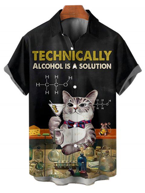 Chemise de Élastique Ceinturée avec Boutons Motif Slogan