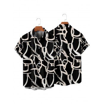 Men's Geometric Textured Printed Casual Shirt Button Up Roll Up Sleeve Shirt