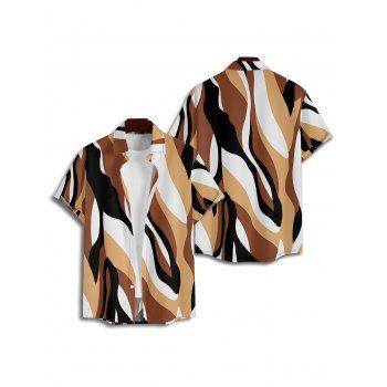 Men's Colored Geometric Textured Printed Casual Shirt Roll Up Sleeve Button Up Shirt