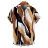 Casual Couple Outfit Colored Geometric Textured Printed Spaghetti Strap Pocket A Line Long Dress and Roll Up Sleeve Shirt Two Piece Set - café S | US 4