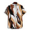 Casual Couple Outfit Colored Geometric Textured Printed Spaghetti Strap Pocket A Line Long Dress and Roll Up Sleeve Shirt Two Piece Set - café S | US 4