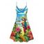 Robe de Vacances Ligne A à Bretelle Fine Motif de Perroquet et de Feuille Tropicale - Bleu clair L | US 8-10