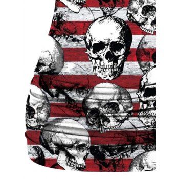 Independence Day Tank Top American Flag Skulls Pattern Butterfly Lace Tank Top O Ring Surplice Patriotic Tank Top