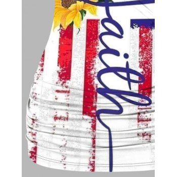 Independence Day Tank Top Star Striped Sunflower Letter Pattern Butterfly Lace Tank Top O Ring Surplice Patriotic Tank Top