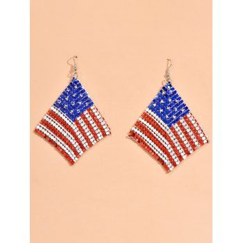 Independence Day Beaded American Flag Star Striped Print Patriotic Alloy Drop Earrings