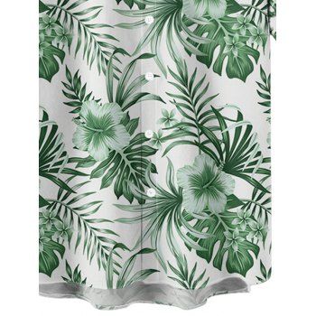 Vacation Tropical Flower Print Short Sleeve Button Up Shirt