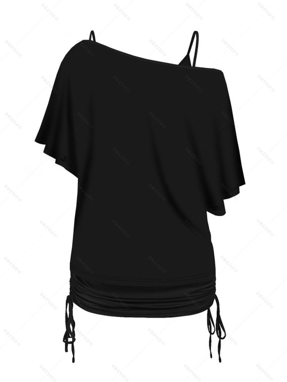 Ensemble de T-shirt Tournesol et Drapeau Américain en Couleur Unie sans Manches - Noir L | US 8-10