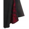 Robe Crâne en O Panneau en Dentelle sans Manches - Rouge L