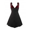 Robe Crâne en O Panneau en Dentelle sans Manches - Rouge L