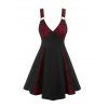 Robe Crâne en O Panneau en Dentelle sans Manches - Rouge L