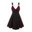 Robe Crâne en O Panneau en Dentelle sans Manches - Rouge L