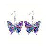 Boucles D'Oreilles Pendantes Tendances en Acrylique Imprimé Papillons Colorés - multicolor A 