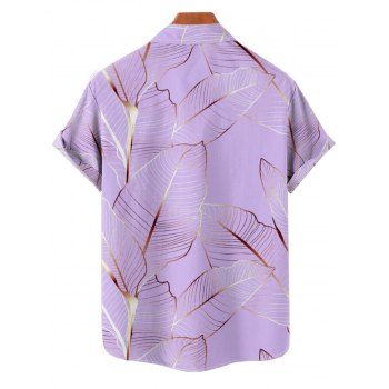 Vacation Couple Outfit Tropical Leaf Pattern Spaghetti Strap A Line Mini Tank Dress and Roll Up Sleeve Shirt Matching Outfit