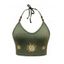 Débardeur Court de Vacances Perlé Motif de Soleil Ouvert Au Dos à Col Halter - Vert profond S | US 4