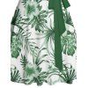 Mini Robe de Vacances Ceinturée Fleur Feuille Tropicale Imprimées - Vert profond XXL | US 14