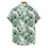 Tropical Flower Leaf Print Belted Mini Vacation Dress And Short Sleeve Shirt Matching Outfit - Vert profond S | US 4