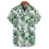 Tropical Flower Leaf Print Belted Mini Vacation Dress And Short Sleeve Shirt Matching Outfit - Vert profond S | US 4