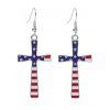 Boucles D'Oreilles Pendantes Rayées en Forme D'Etoile Croix Drapeau Américain - multicolor A 