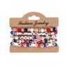 Bracelet Rayé Etoile Lettre et Drapeau Américain Imprimés Perlé en Faux Cristal 5 Pièces - multicolor B 