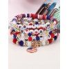 Bracelet Rayé Etoile Lettre et Drapeau Américain Imprimés Perlé en Faux Cristal 5 Pièces - multicolor B 