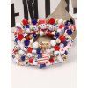 Bracelet Rayé Etoile Lettre et Drapeau Américain Imprimés Perlé en Faux Cristal 5 Pièces - multicolor B 