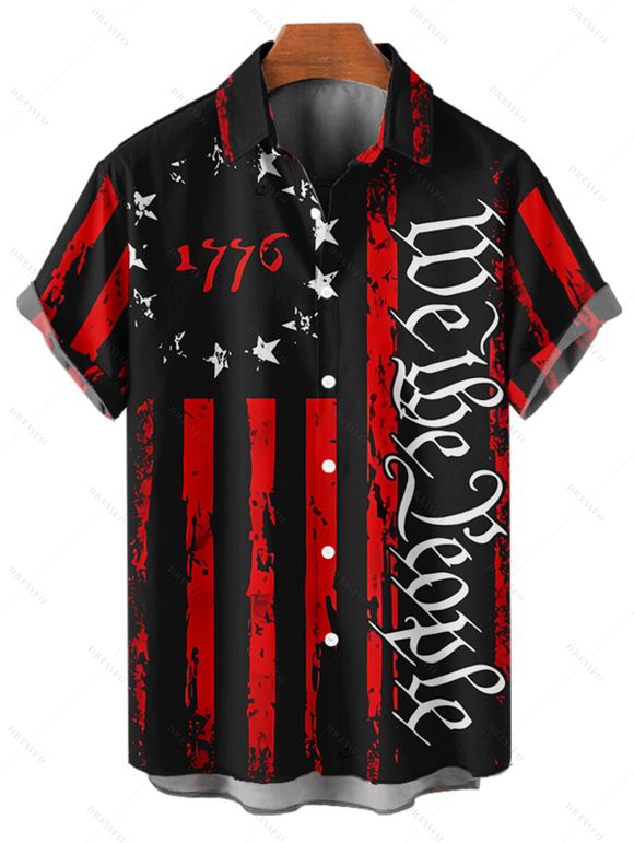 Independence Day Couple Outfit American Flag Letter Pattern Spaghetti Strap A Line Tank Dress and Roll Up Sleeve Shirt Patriotic Matching Outfit - Noir S | US 4