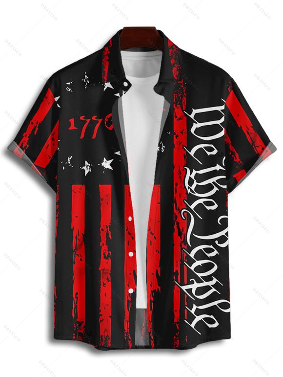 Independence Day Couple Outfit American Flag Letter Pattern Spaghetti Strap A Line Tank Dress and Roll Up Sleeve Shirt Patriotic Matching Outfit - Noir S | US 4