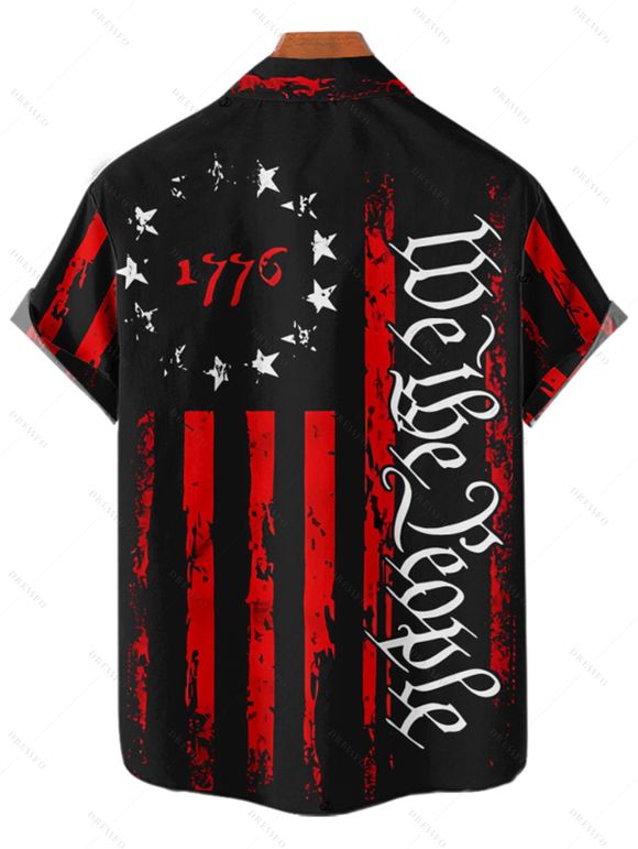 Independence Day Couple Outfit American Flag Letter Pattern Spaghetti Strap A Line Tank Dress and Roll Up Sleeve Shirt Patriotic Matching Outfit - Noir S | US 4