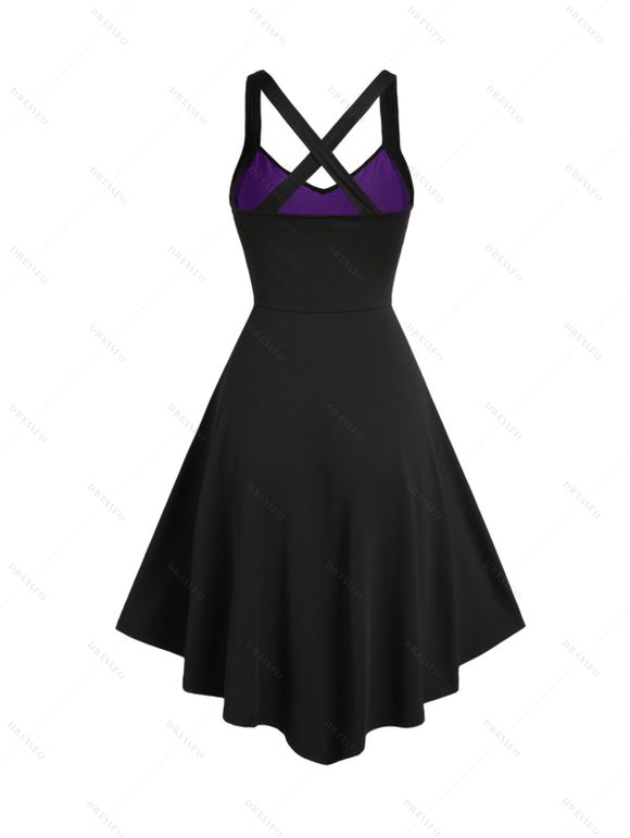 Robe gothique à godets en dentelle et tête de mort, robe trapèze à lacets et dos croisé - Concorde S