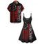 Independence Day Couple Outfit American Flag Letter Pattern Spaghetti Strap A Line Tank Dress and Roll Up Sleeve Shirt Patriotic Matching Outfit - BLACK S | US 4