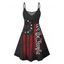 Independence Day American Flag Letter Pattern Dress Star Striped Print Spaghetti Strap V Neck A Line Patriotic Tank Dress - BLACK M | US 6