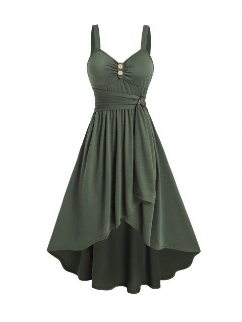 Robe Décontractée Ceinturée Poitrine en Couleur Unie à Taille Empire