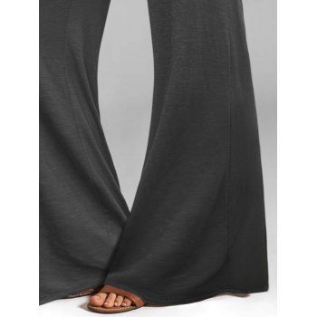 Vacation Crossover Colorblock O Ring Cinched Faux Twinset Tank Top Ruched 2 in 1 Top and Solid Color Drawstrings Wide Leg Pants Outfit