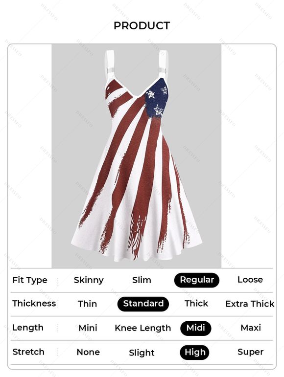 Independence Day Couple Outfit Star Striped Pattern O Ring V Neck A Line Mini Dress and Roll Up Sleeve Shirt Patriotic Matching Outfit - Blanc S | US 4