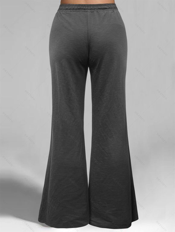 Pantalon Simple Décontracté Jambe Large en Couleur Unie à Taille Haute - Gris XL | US 12