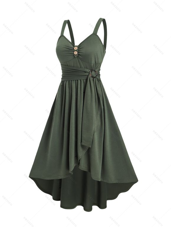 Robe Décontractée Ceinturée Poitrine en Couleur Unie à Taille Empire - Vert profond XL | US 12