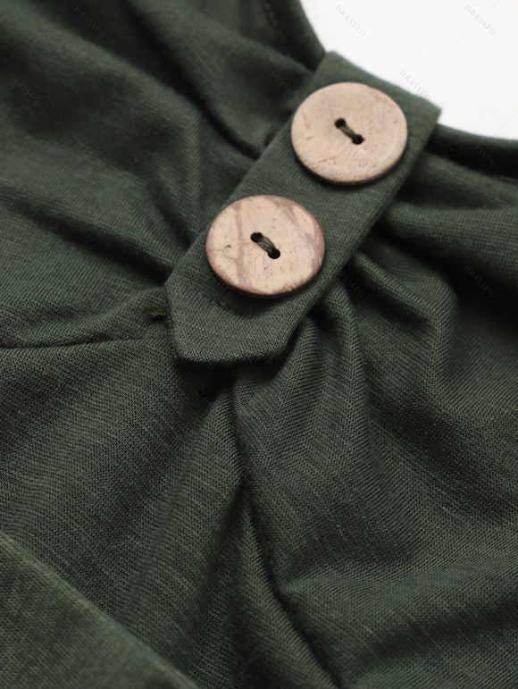 Robe Décontractée Ceinturée Poitrine en Couleur Unie à Taille Empire - Vert profond XL | US 12