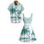 Hawaii Vacation Beach Palm Tree Print Belted Mini Dress And Short Sleeve Shirt Matching Outfit - Vert clair S | US 4