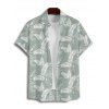 Hawaii Couple Outfit Allover Tropical Leaf Pattern Ruched Bust Belt Sweetheart Neck A Line Mini Dress and Roll Up Sleeve Shirt Vacation Matching Outfit - Vert clair S | US 4