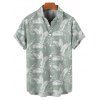 Hawaii Couple Outfit Allover Tropical Leaf Pattern Ruched Bust Belt Sweetheart Neck A Line Mini Dress and Roll Up Sleeve Shirt Vacation Matching Outfit - Vert clair S | US 4