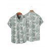 Hawaii Couple Outfit Allover Tropical Leaf Pattern Ruched Bust Belt Sweetheart Neck A Line Mini Dress and Roll Up Sleeve Shirt Vacation Matching Outfit - Vert clair S | US 4